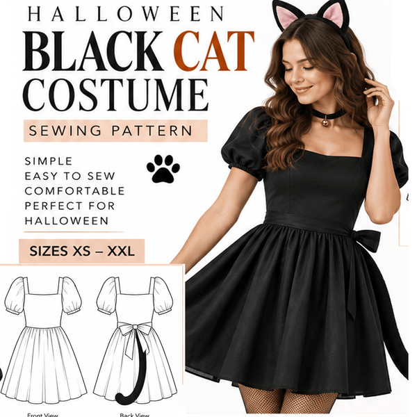 Black Cat Costume Sewing Pattern PDF Instant Download