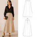 A-Line Panel Maxi Skirt Sewing Pattern PDF | Flowy Elegant | Instant Download | Sizes XS–5XL