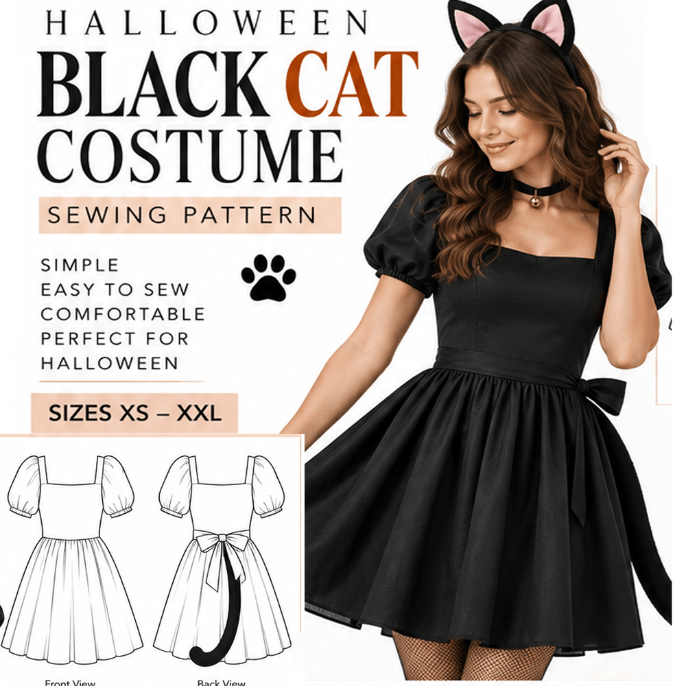 Black Cat Costume Sewing Pattern PDF Instant Download
