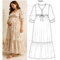 Floral Maternity Dress Sewing Pattern PDF | Maxi Length | Instant Download | Sizes XS–5XL