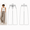 Korean Relaxed Pants Sewing Pattern PDF | Wide Leg Elastic Waist | Instant Download | Sizes XS–5XL