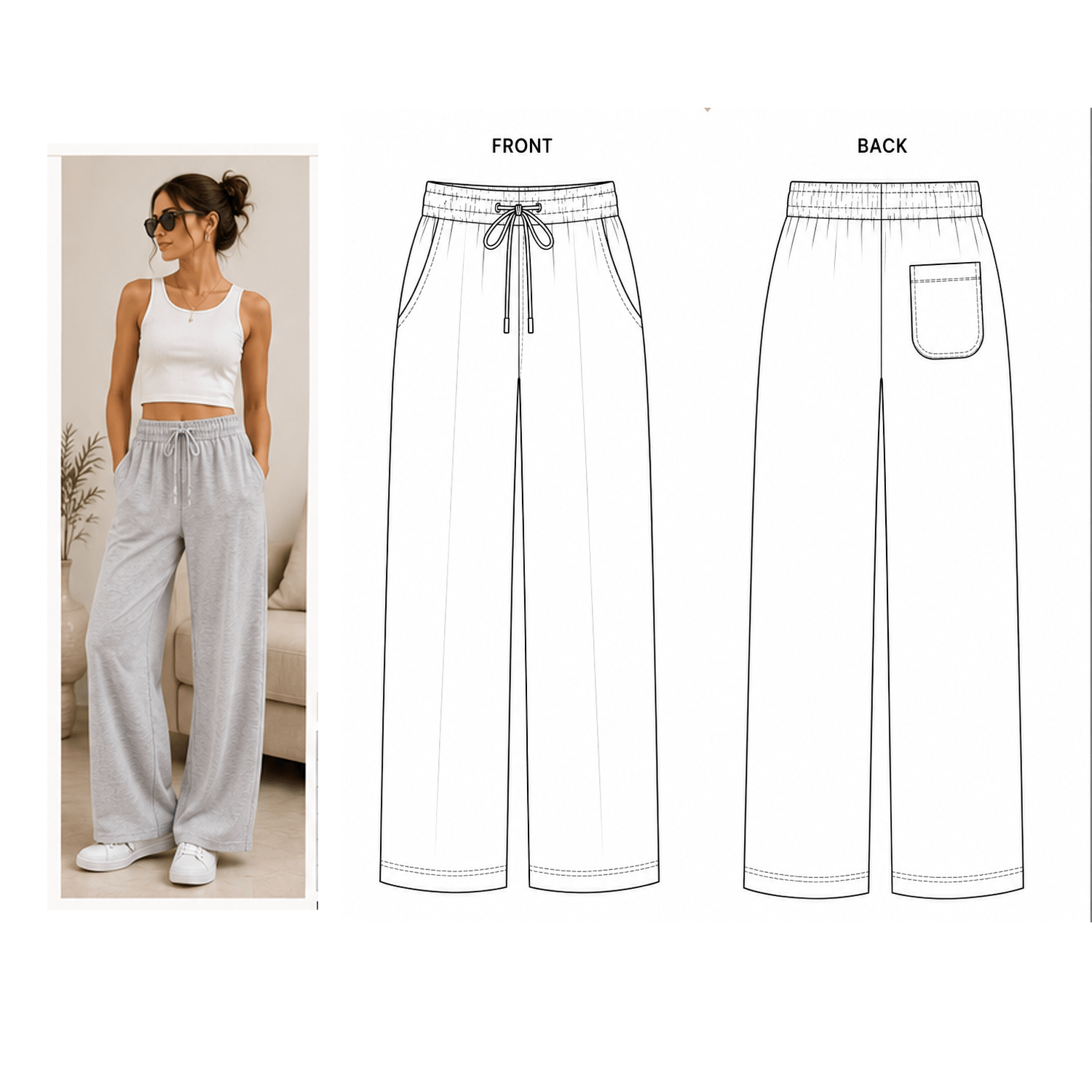 Lounge Pants Sewing Pattern PDF | Relaxed Straight Leg | Instant Download | Sizes XS–5XL
