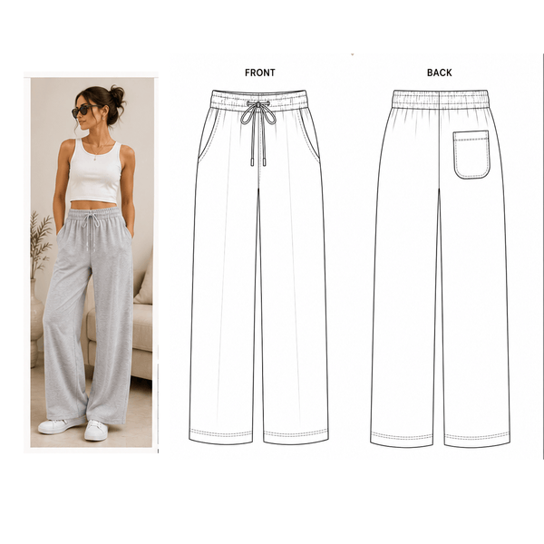 Lounge Pants Sewing Pattern PDF | Relaxed Straight Leg | Instant Download | Sizes XS–5XL