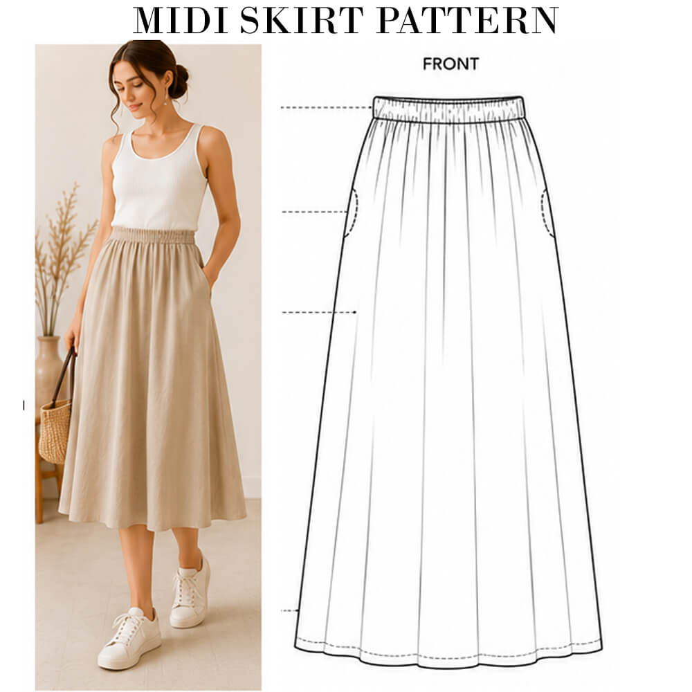 Skirt Pattern Bundle — 10 Designs | PDF Sewing Patterns | Instant Download | Sizes XS–5XL