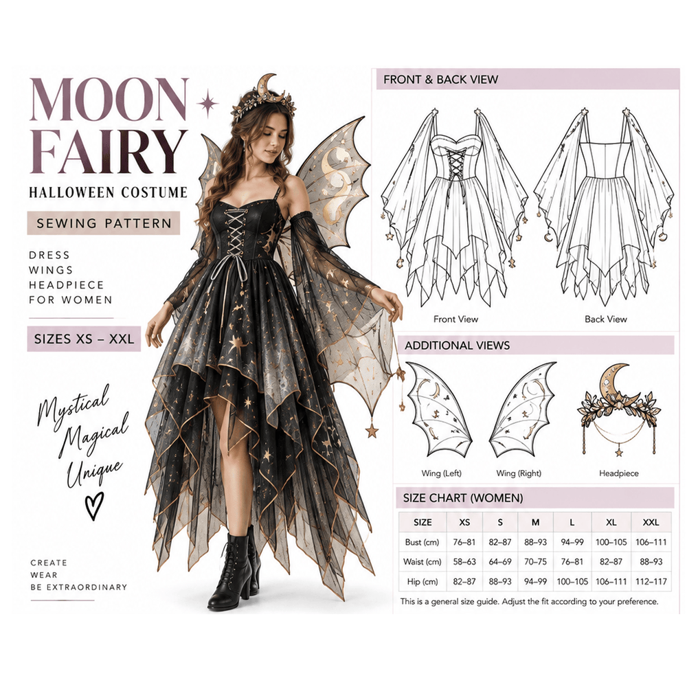 Moon Fairy Halloween Costume Sewing Pattern PDF Instant Download