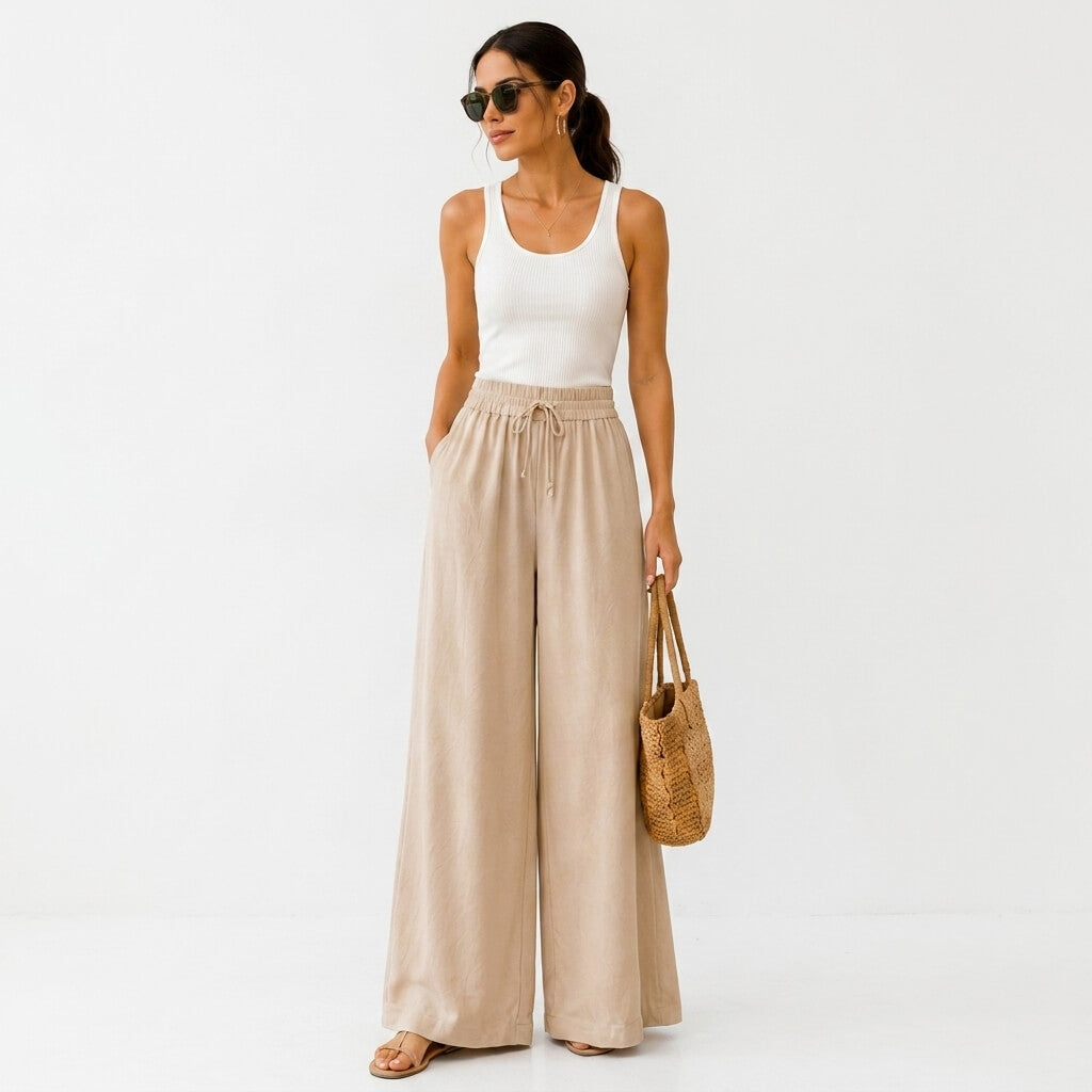 Palazzo Pants Sewing Pattern PDF | Wide Leg Elastic Waist | Instant Download | Sizes XS–5XL