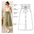 Paperbag Waist Skirt Sewing Pattern PDF | High Waist Tie | Instant Download | Sizes XS–5XL