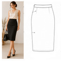 Pencil Skirt Sewing Pattern PDF | Fitted High Waist | Instant Download | Sizes XS–5XL