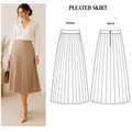 Pleated Skirt Sewing Pattern PDF | Classic Midi High Waist | Instant Download | Sizes XS–5XL
