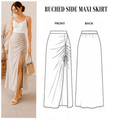 Ruched Side Maxi Skirt Sewing Pattern PDF | Draped Elegant | Instant Download | Sizes XS–5XL