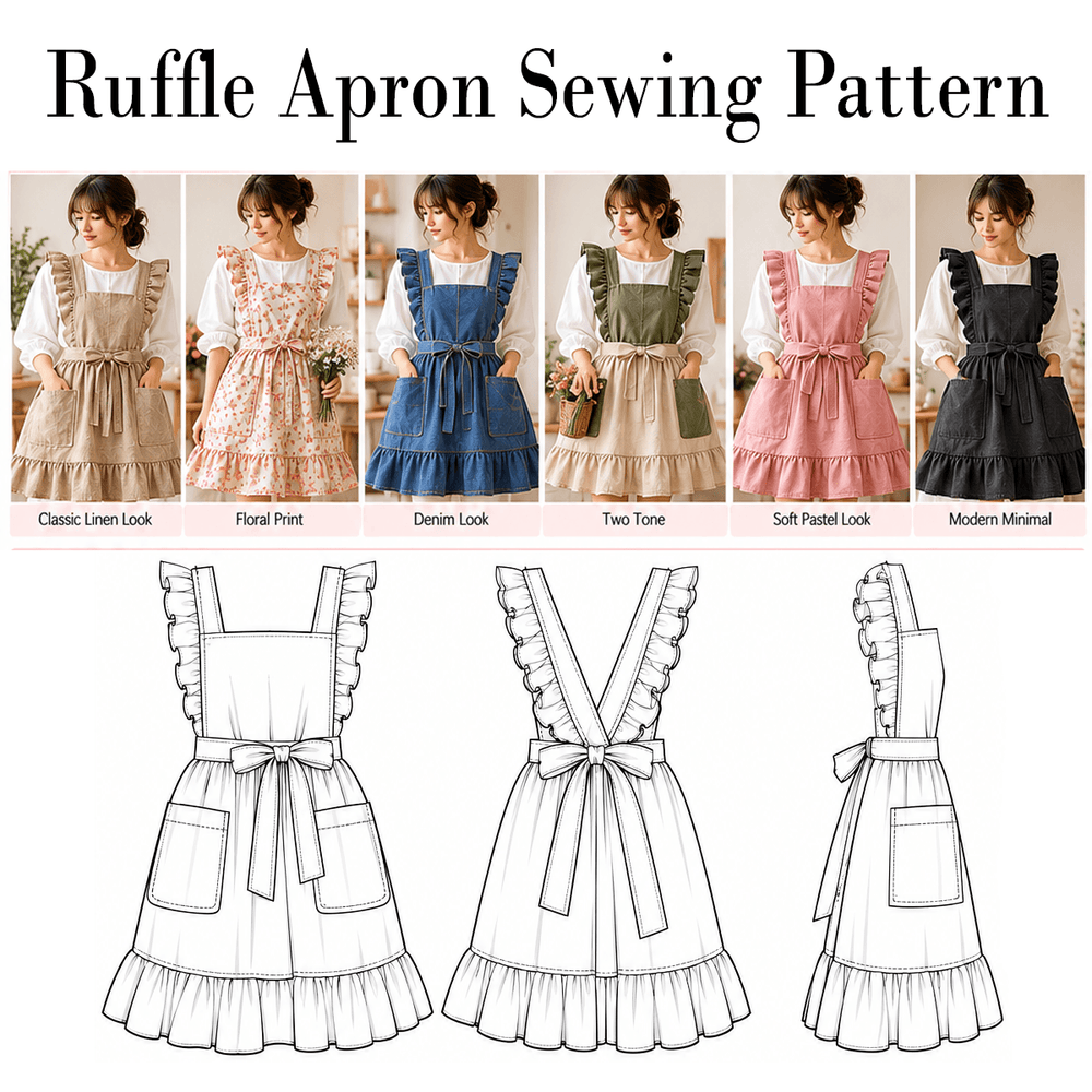 Ruffle Apron Sewing Pattern PDF Instant Download