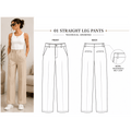 Straight Leg Pants Sewing Pattern PDF | High Rise | Instant Download | Sizes XS–5XL
