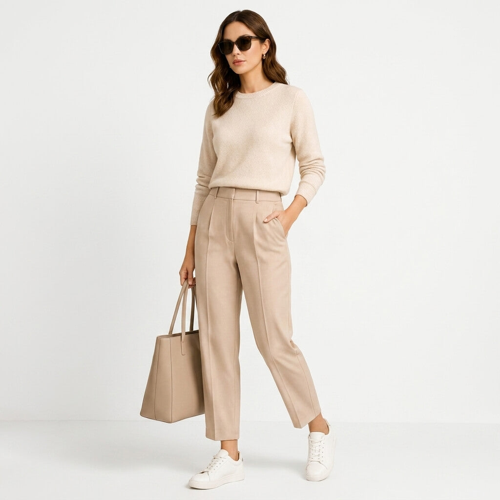 Tailored Office Trousers Sewing Pattern PDF | High Waist Pleated | Instant Download | Sizes XS–5XL