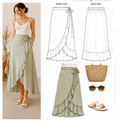 Wrap Tie Maxi Skirt Sewing Pattern PDF | Self-Tie Waist | Instant Download | Sizes XS–5XL