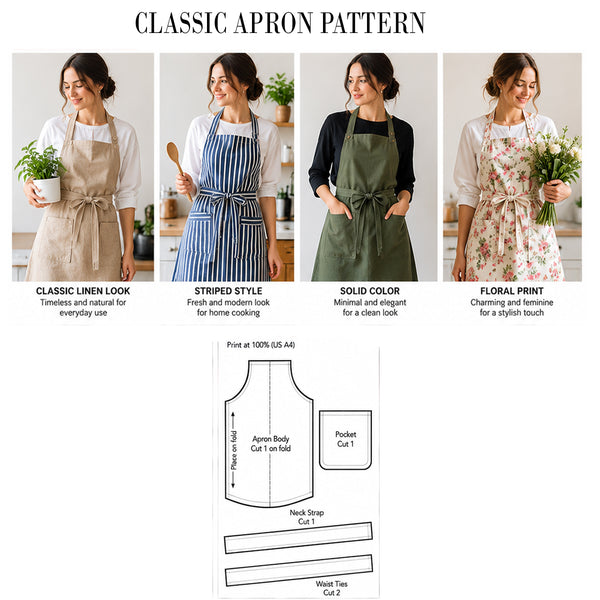 Classic Apron Sewing Pattern PDF Instant Download