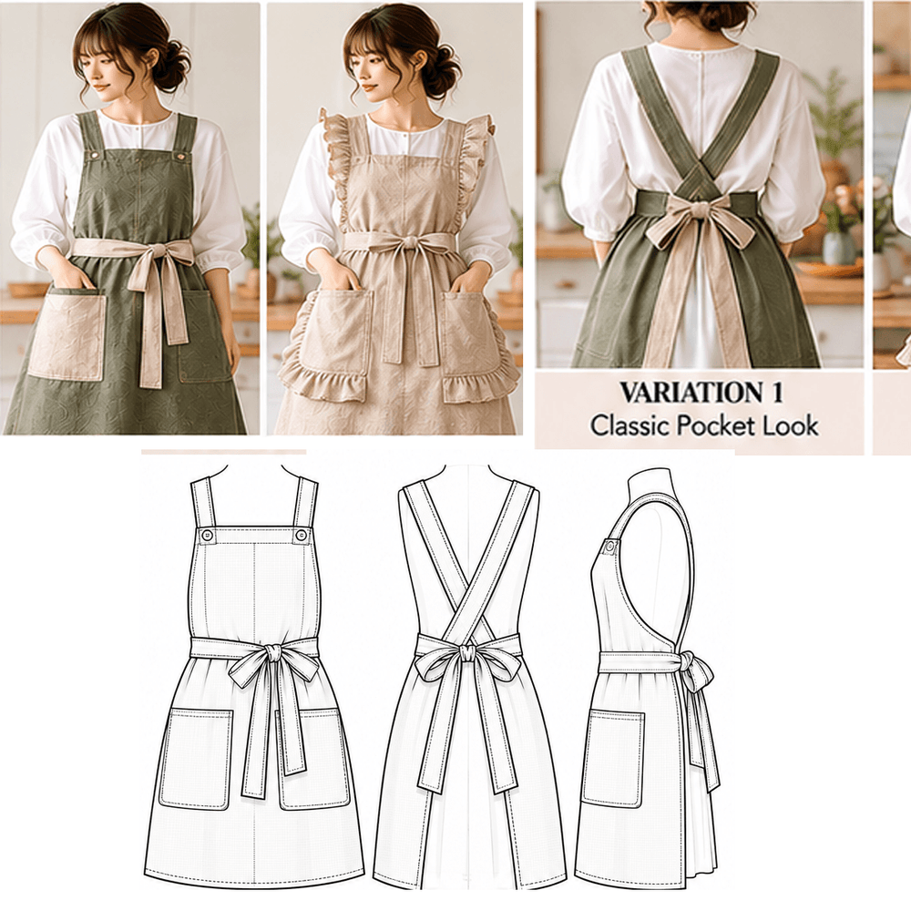 Cross Back Apron Sewing Pattern PDF Instant Download
