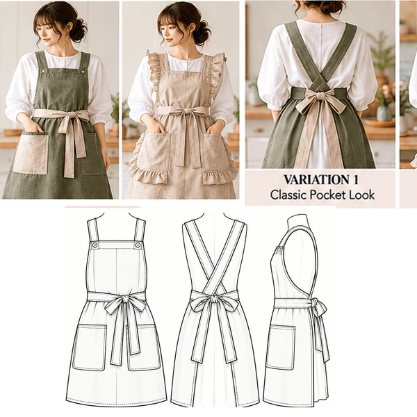 Cross Back Apron Sewing Pattern PDF Instant Download