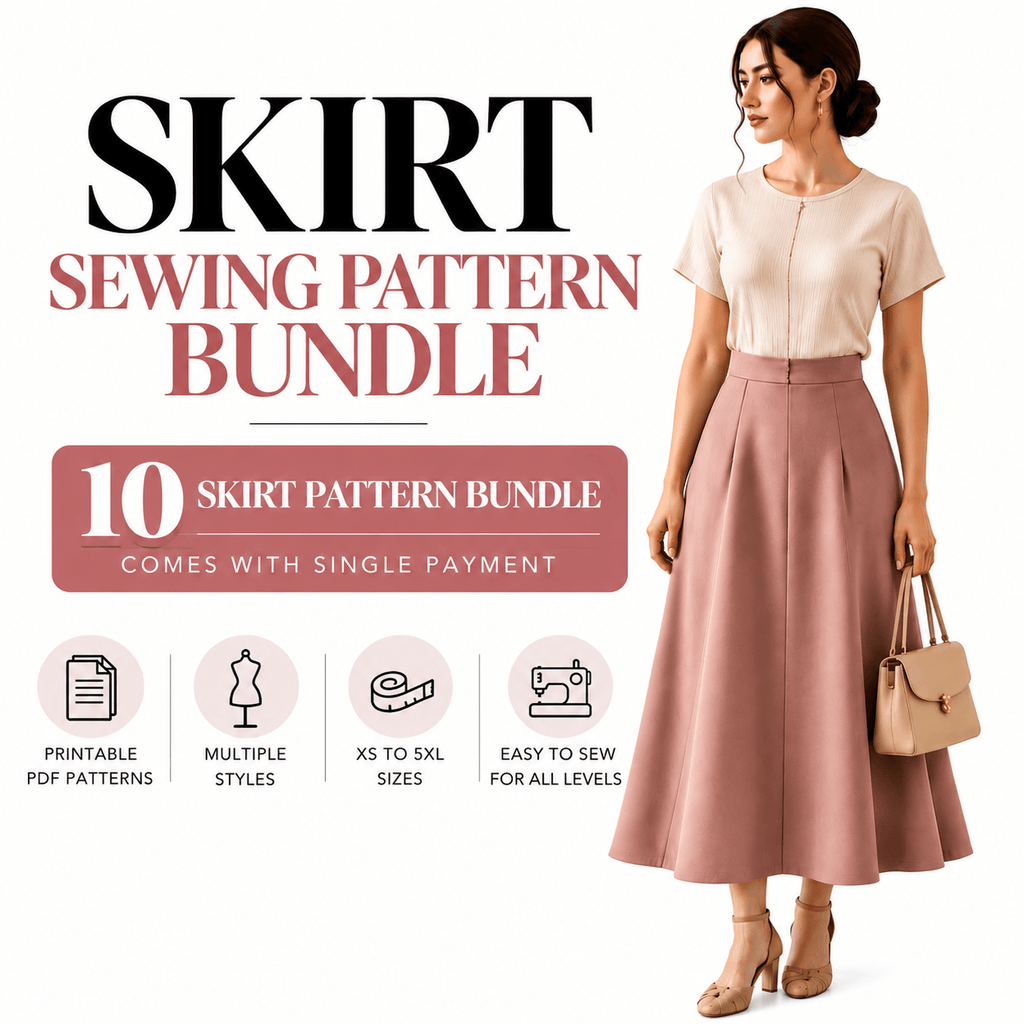 Skirt Pattern Bundle — 10 Designs | PDF Sewing Patterns | Instant Download | Sizes XS–5XL